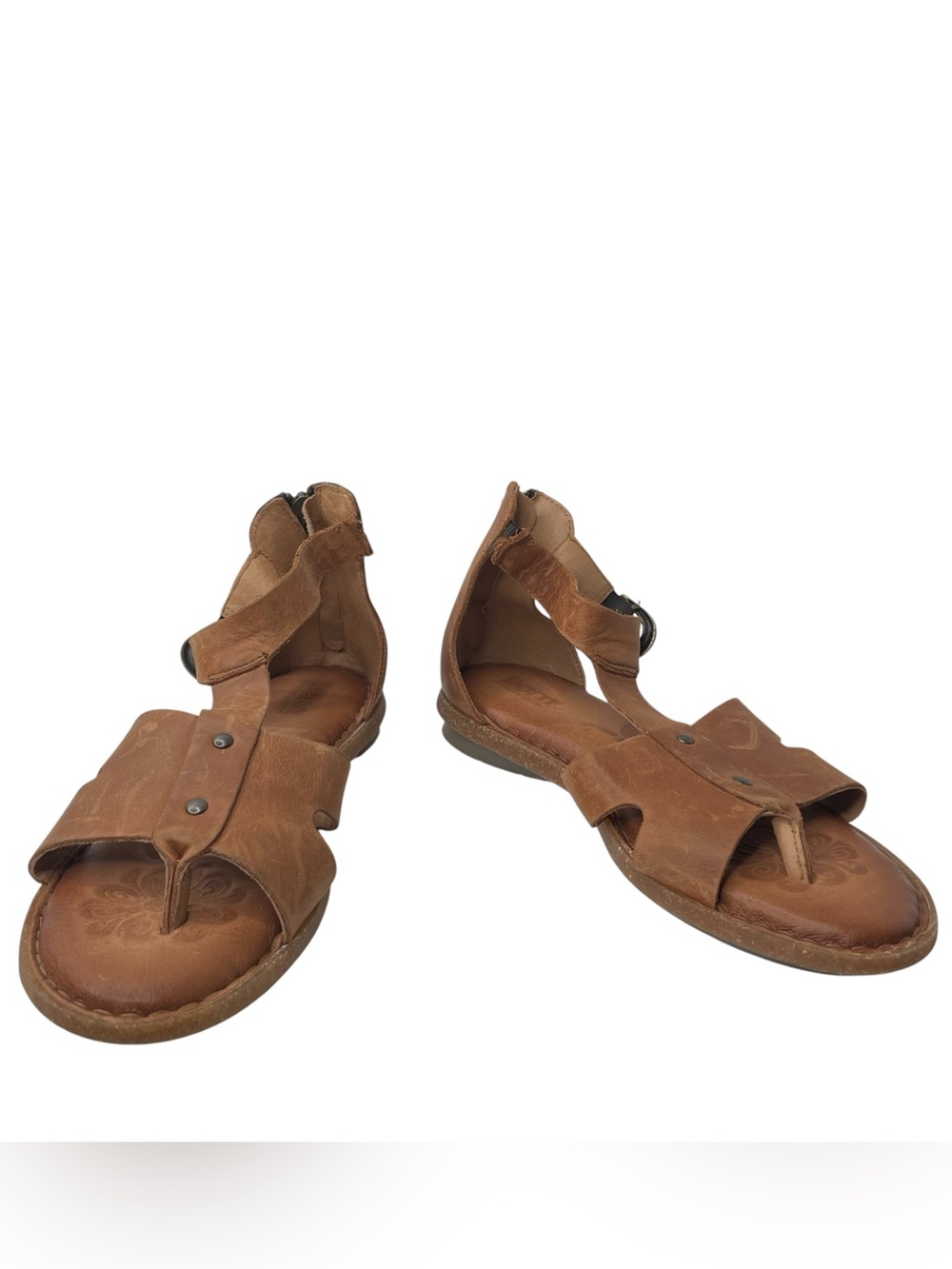 Born Timina Women’s Size 7 EUR 38 Brown Toe Post Leather Buckle Sandals F21026